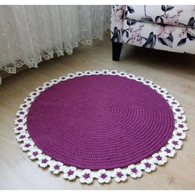 Tapete de crochê fio de malha para quarto