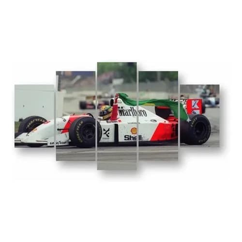 quadro decorativo ayrton senna sena formula 1 f1 mosaico 5 peças