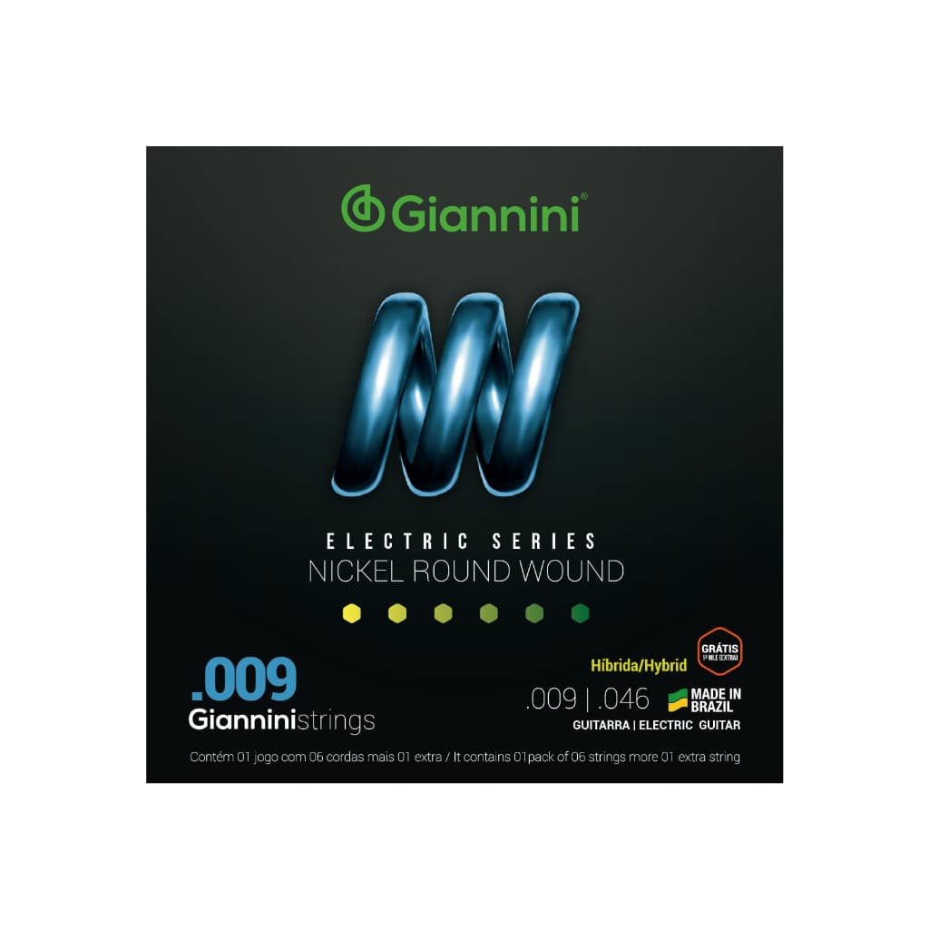 Encordoamento Corda para Guitarra Giannini Nickel Round Wound Híbrida GEEGSTH9 (.009 – .046)