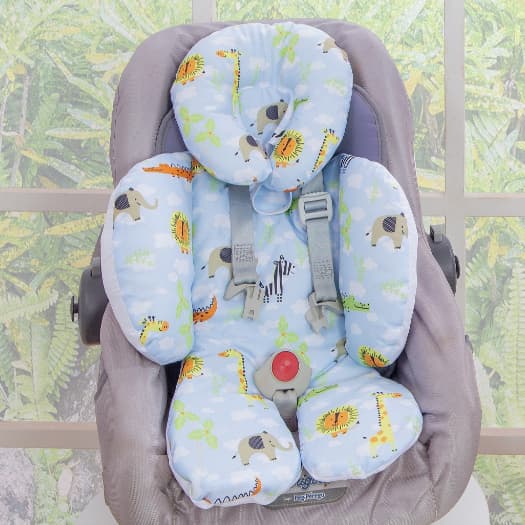 Apoio De Corpo Redutor De Bebe Conforto 2 Peças Safari Azul