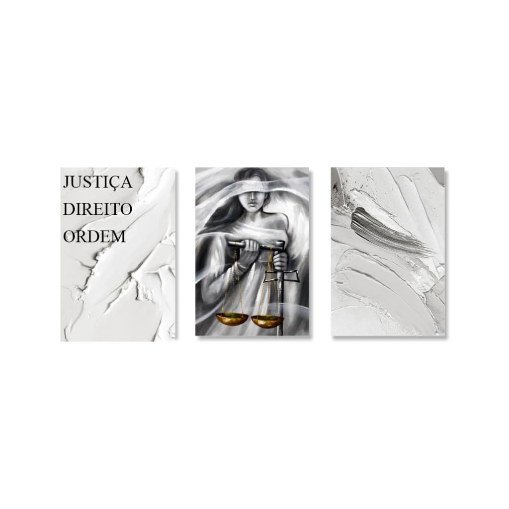 QUADRO DECORATIVO ADVOCACIA JUSTIÇA DIREITO ORDEM BRANCO E PRETO