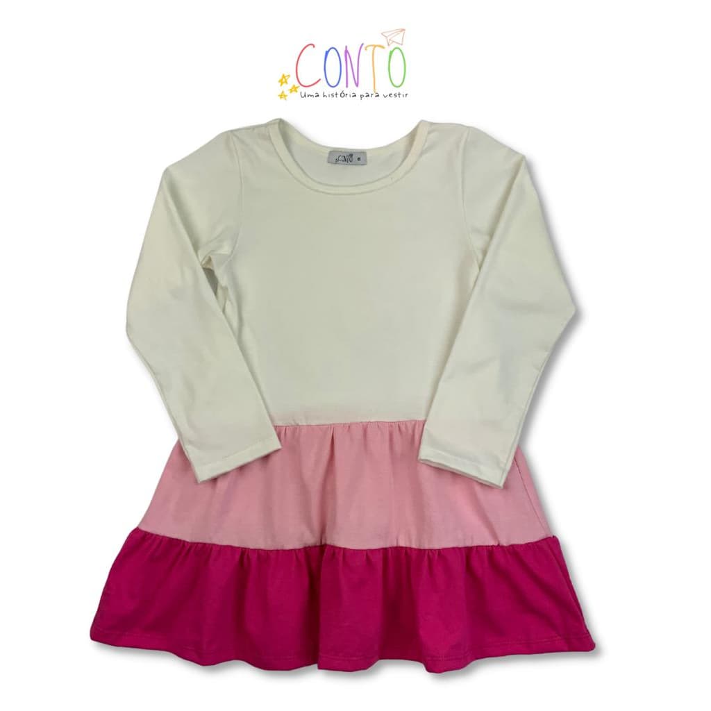 vestido infantil 3 marias manga longa menina