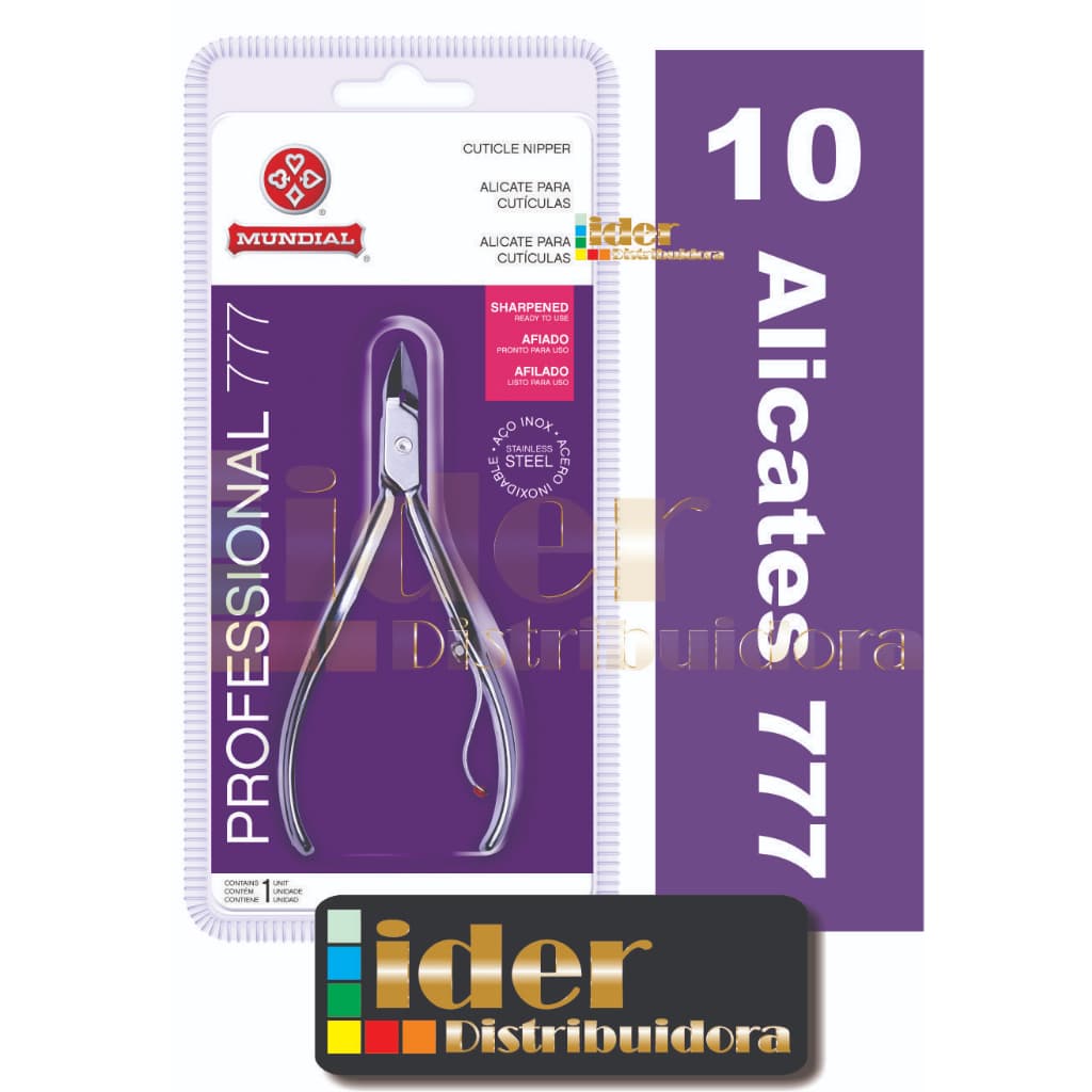 Kit 10 Alicates Mundial 777 Profissional de Inox para Cutícula