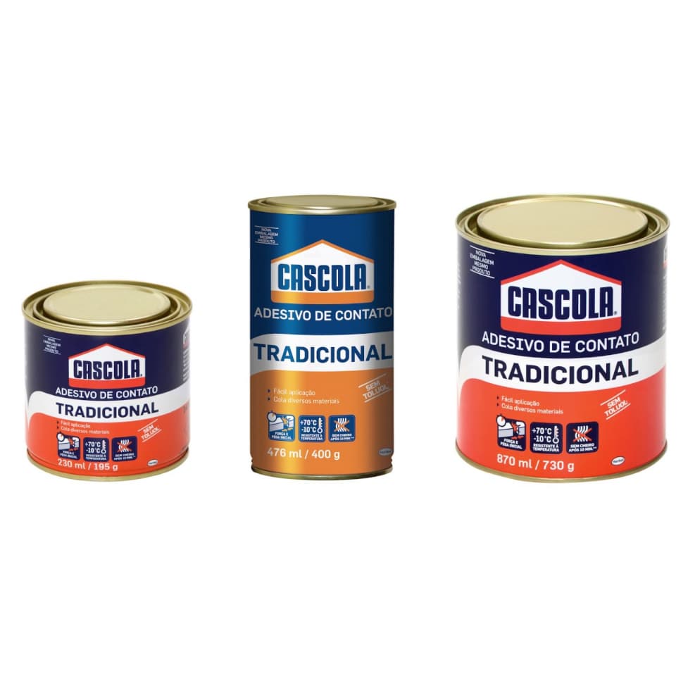 Adesivo de Contato Cascola Tradicional Sem Toluol e Rende Mais - 195g 400g e 730g