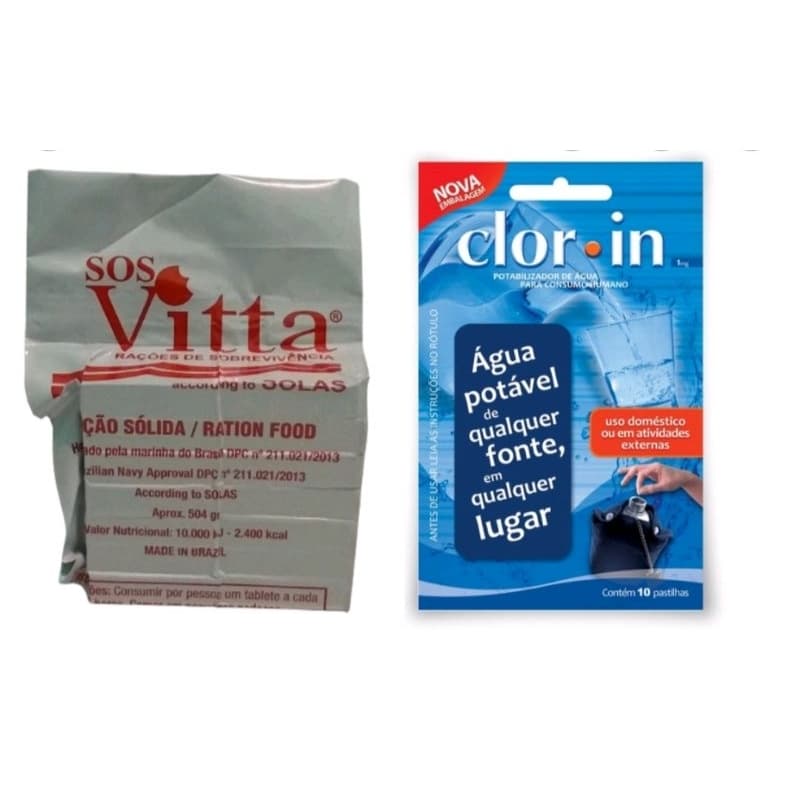 Kit Ração de Sobrevivência + Purificador de Água , Camping, Montanhismo, Trilhas Mochila de Emergência
