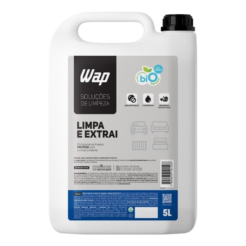 Detergente Limpador De Carpetes Estofados Tapetes Para Extratoras 5 Litros Wap Limpa E Extrai