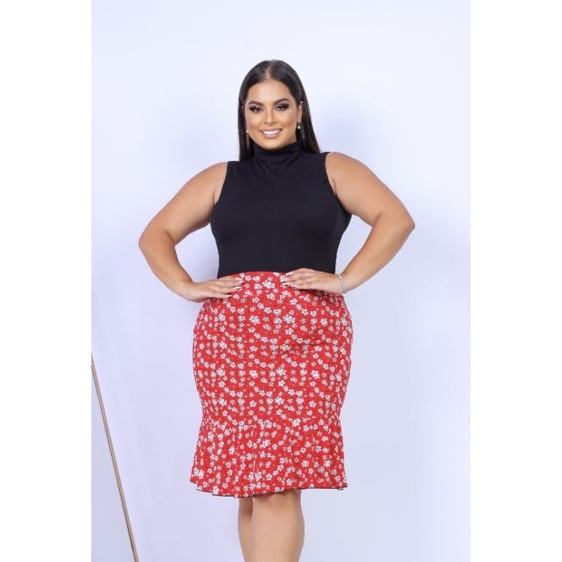 Saia pra senhora com babado malha liganete envio 24 horas
