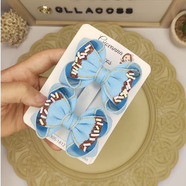 Duplinha Choco laço boutique com gravatinha/ Laço de Cabelo Infantil