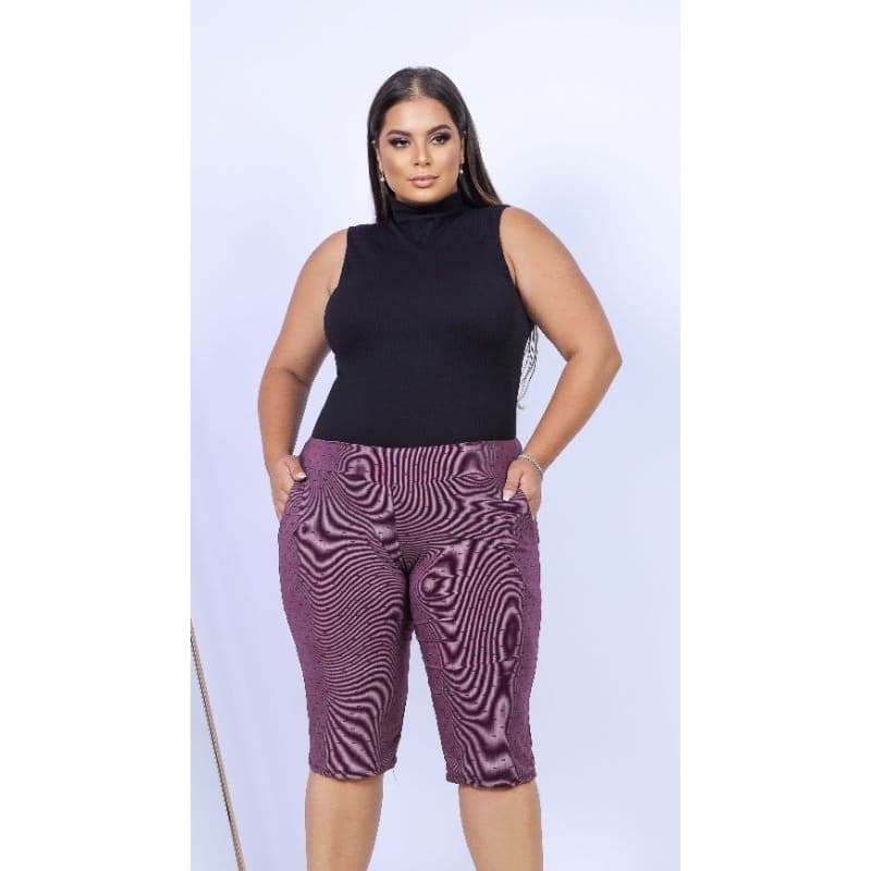 Bermuda com bolso de senhora malha liganete envio 24 horas