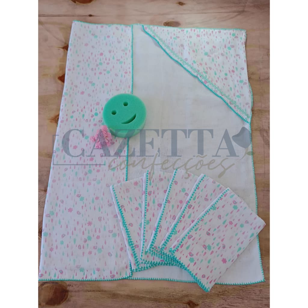 Kit. Fralda Boca + Toalha Fralda Forrada e com Capuz  p/ Recém Nascido