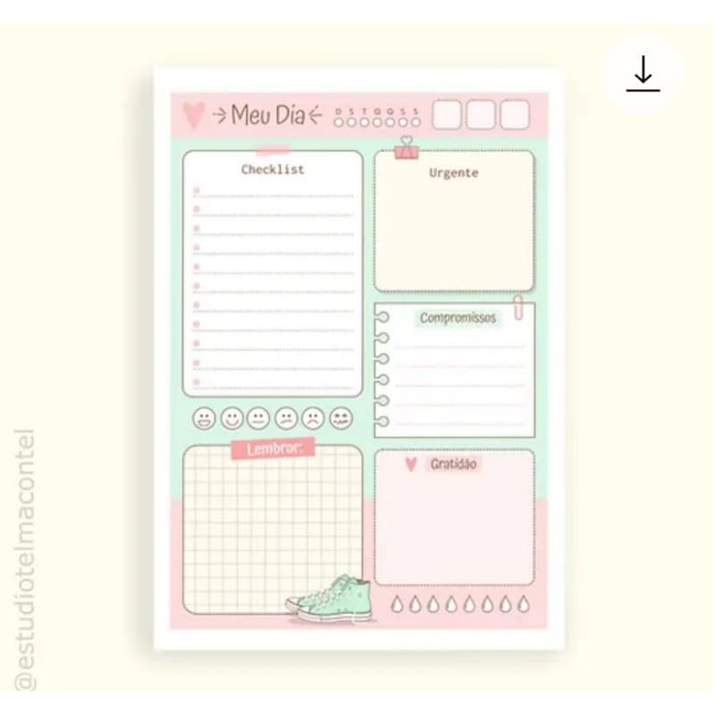 Planner bloco diário