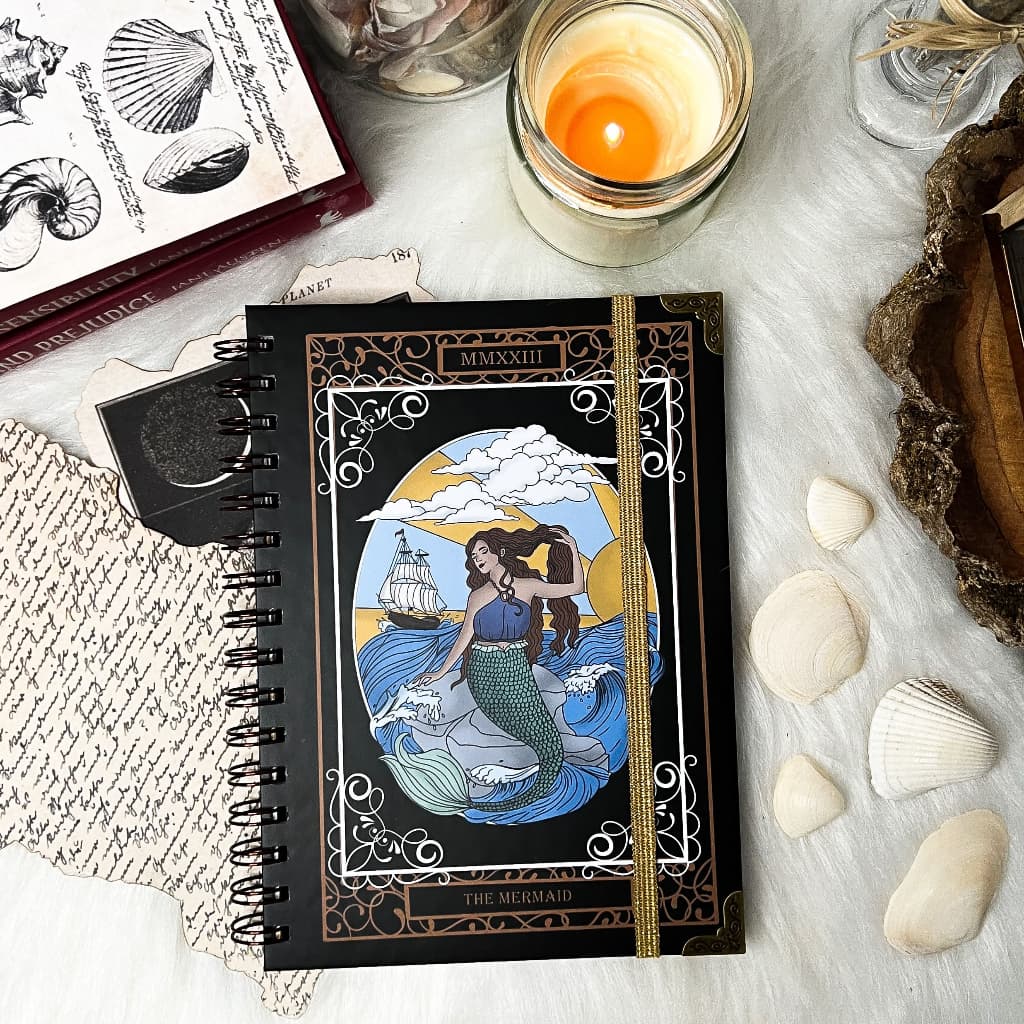 Caderno artesanal A5 80 folhas - Sereia