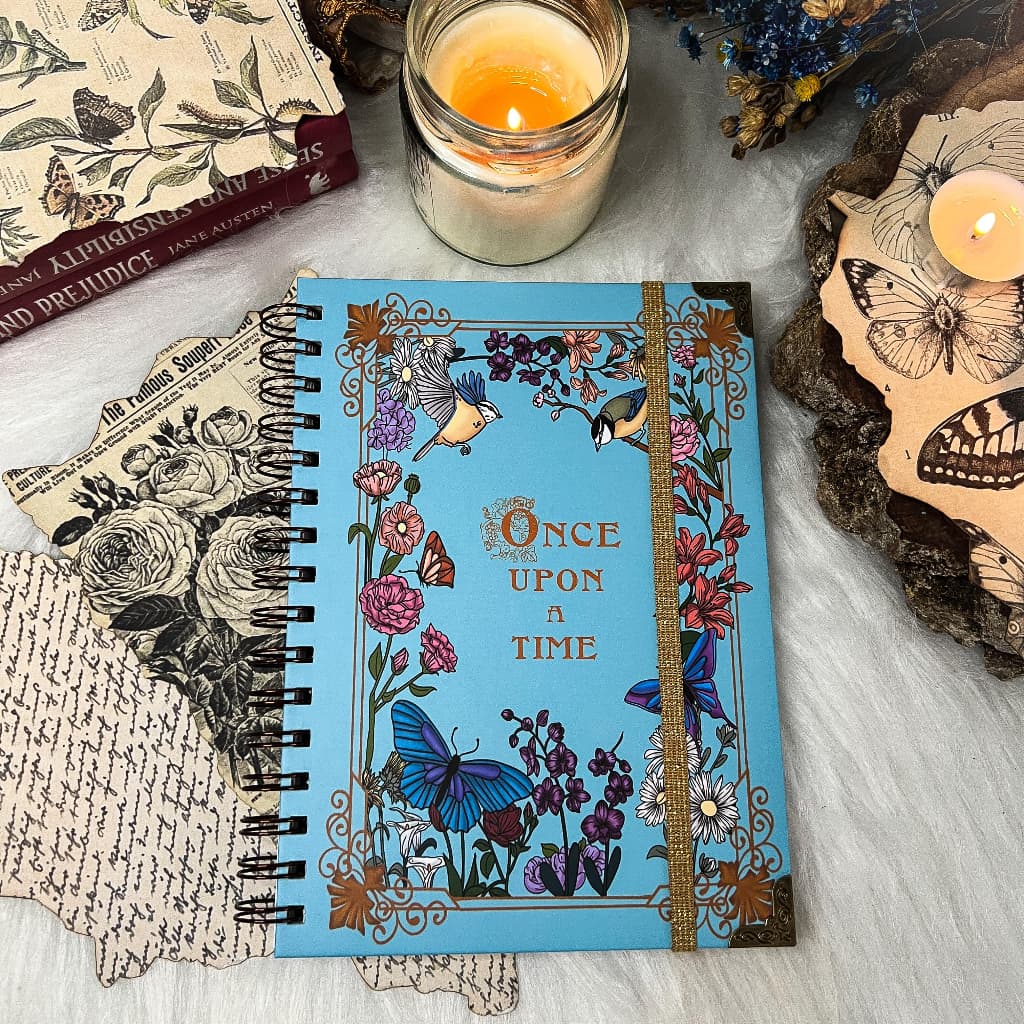 Caderno artesanal A5 80 folhas - Once Upon A Time Azul