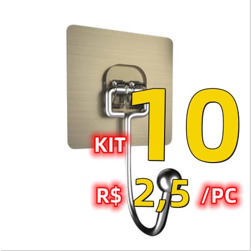 10 Peças Gancho 7 x 7 Cm Adesivo Parede Multi Funcional Autocolante Casa Cozinha Quarto Banheiro Organizado Suporta 10 Kg Promoções