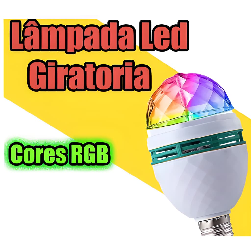 Lâmpada Giratória LED Colorida E27 - Globo Maluco para Festa!