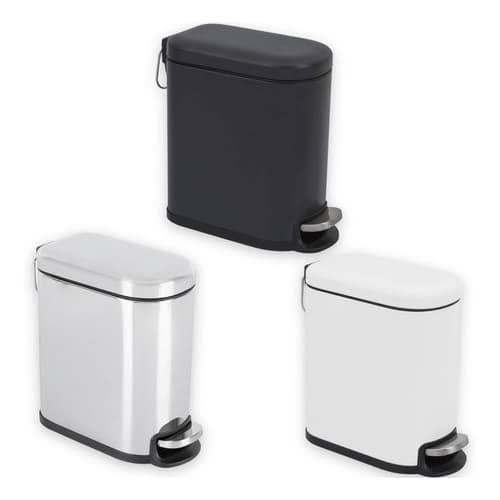 Lixeira Retangular Slim Inox Branca Preta 6L Com Pedal E Fechamento Suave Da Tampa 29x14x30cm