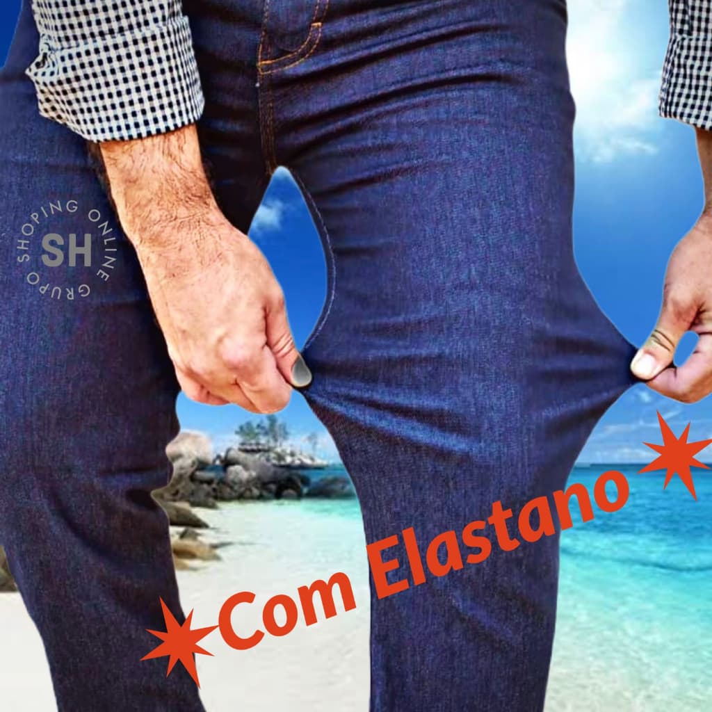 Calça Masculina Jeans Elastano Reta Country para Trabalho Basica