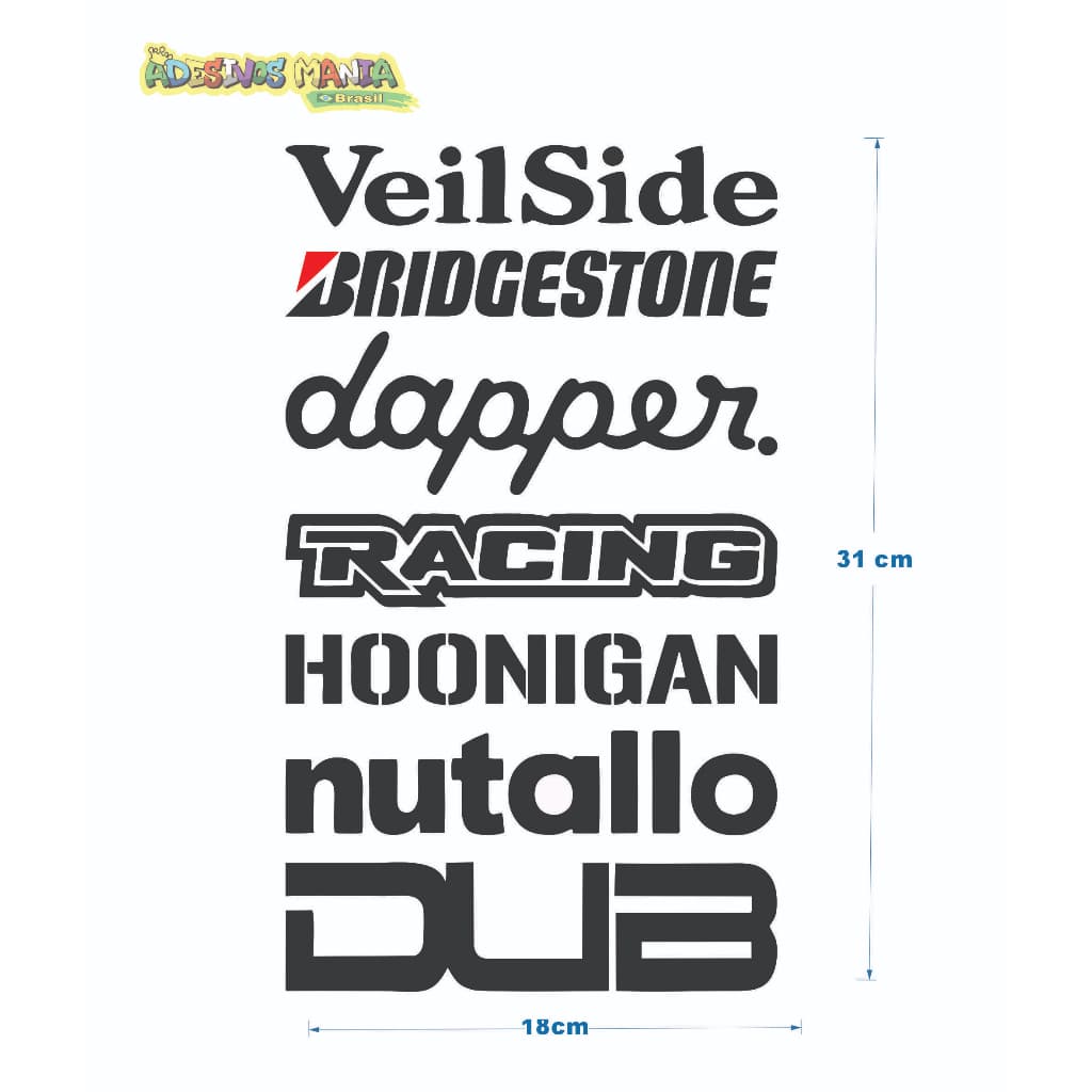 Kit Adesivos Carros Tuning Rebaixados Marcas Esportivas Dub