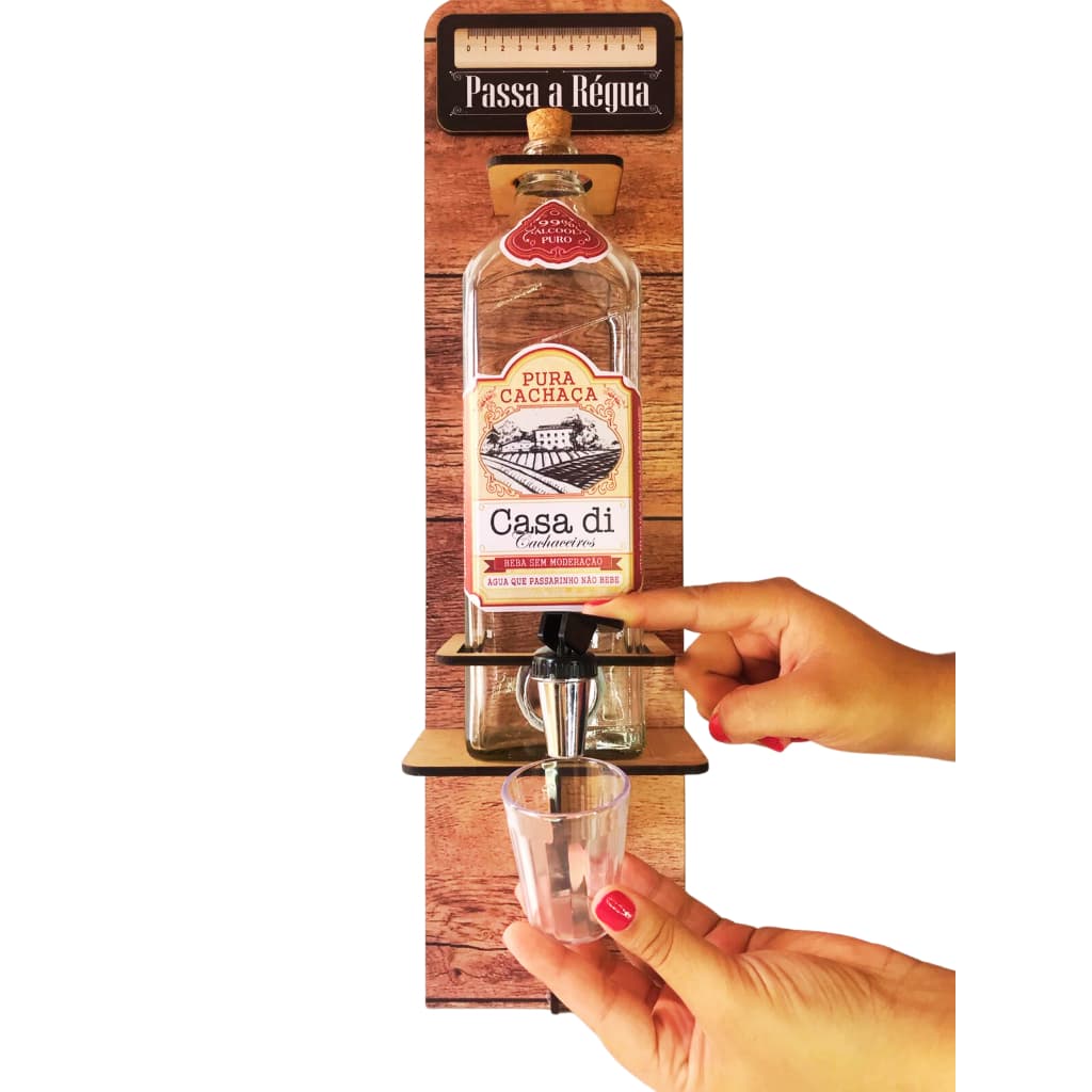 Pingometro Decorado Parede Com Copo Exclusivo Rustico Área Gourmet Churrasco Dosador Cachaça Pinga Tequila Drink Beber