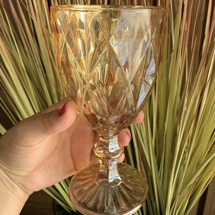 1 Taça de Vidro Várias Cores Bico de Jaca Diamante Diamond ou Bico de Abacaxi Pinneapple