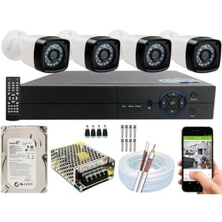 Kit Cftv 4 Câmeras Segurança 2mp 1080p 20m Dvr Full Hd 4 Ch 100 metros de cabo