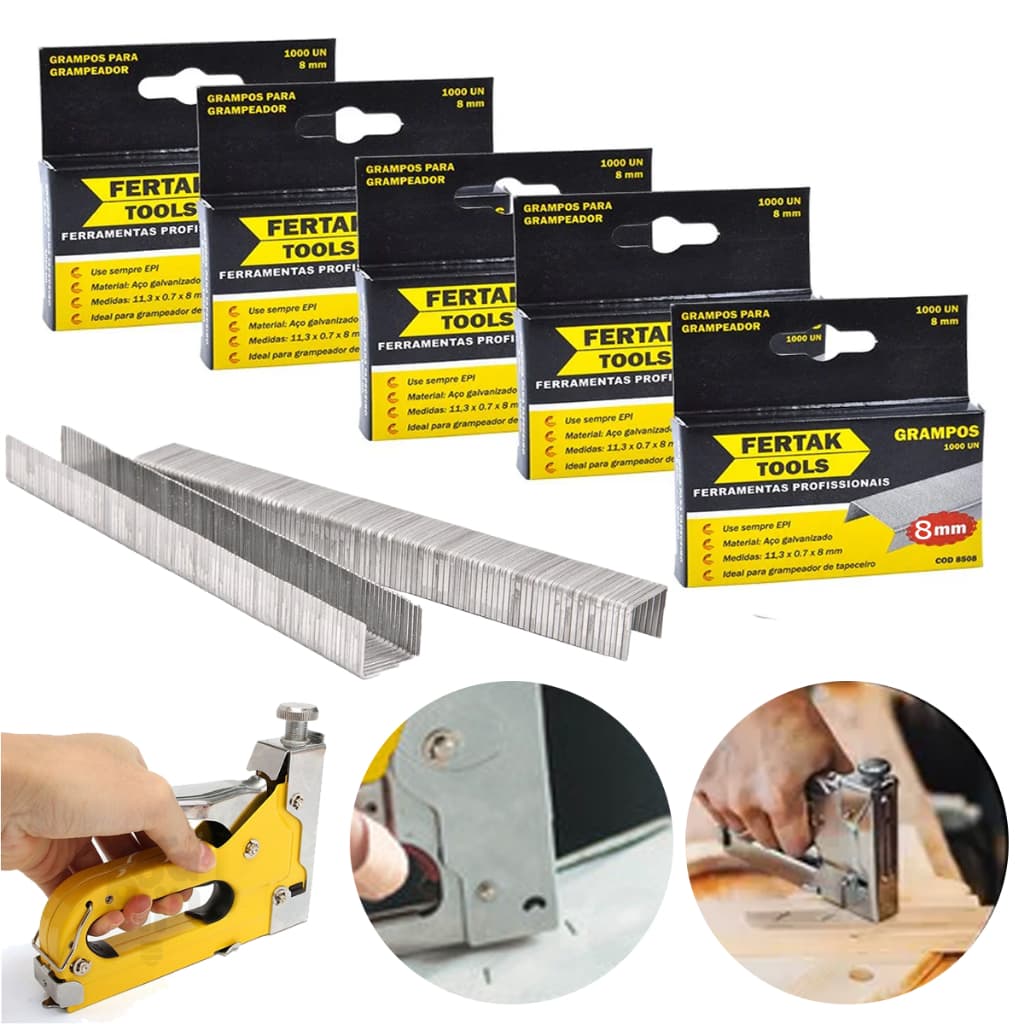 Grampo 8mm P/ Grampeador Manual Estofado Tapeçaria 5000 Pcs