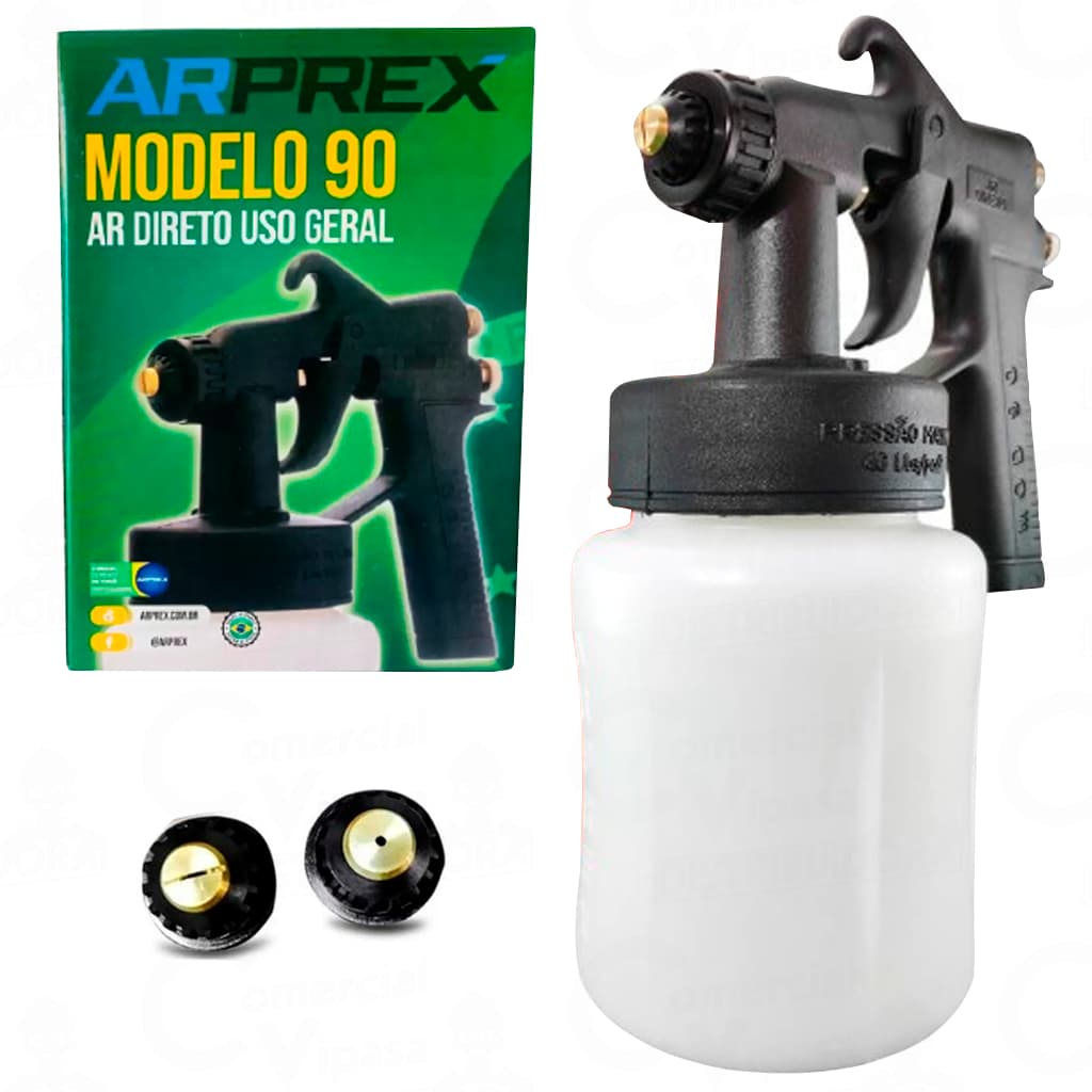 Pistola De Pintura Ar Direto 650ML Profissional +  Bicos Espalhador Leque Redondo Modelo Arprex