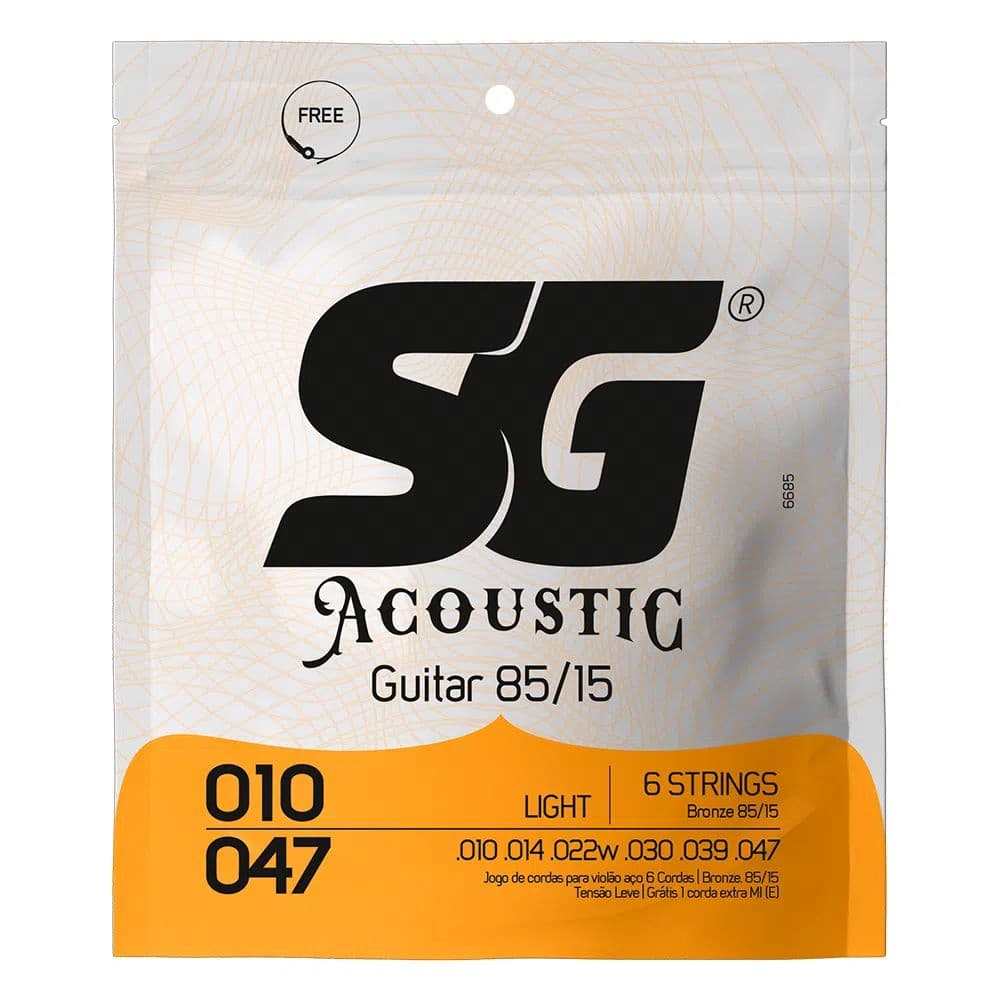 Encordoamento SG 010  Violão Bronze 85/15 + Corda Extra