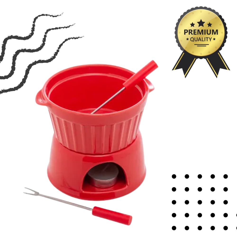 Aparelho De Fondue De Porcelana 4 peças Classic Vermelho  400ml