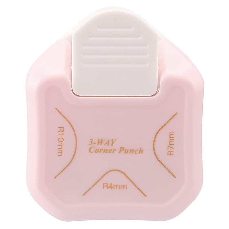 Furador Arredondador De Canto - Cantoneira Papel - 3 Em 1 Rosa e Branco ou  Rosa Pink