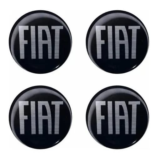 EMBLEMA CALOTA RESINADO FIAT PRETO NEW BLACK 48MM 4 UNIDADES