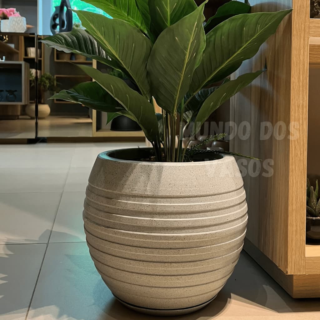 Vaso De Planta Em Polietileno Bojo Frisado Com Prato N01