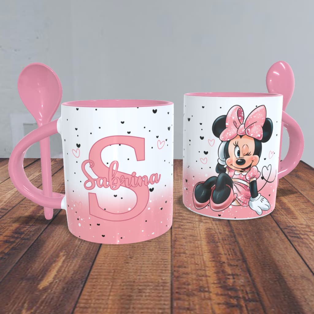 Caneca Minnie/ Mickey Personalizada com seu nome