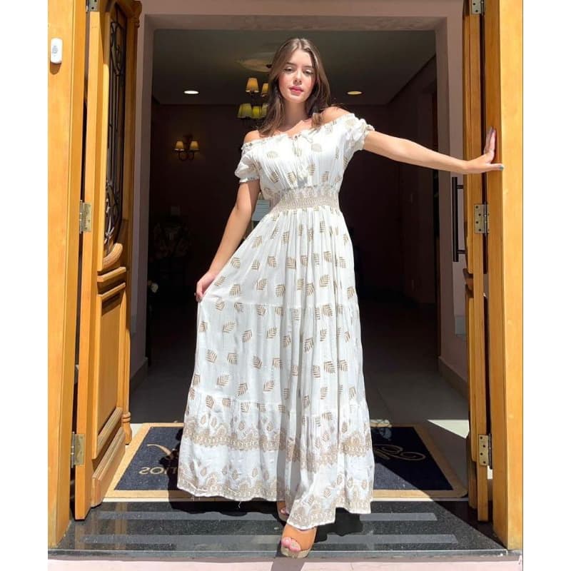 Vestido ciganinha boho longo