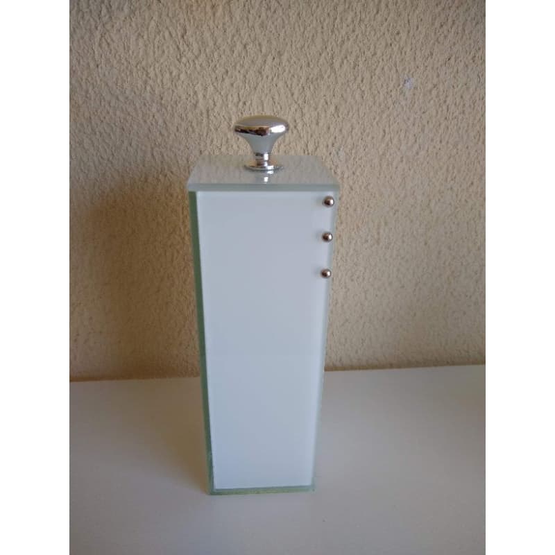 Porta escova de dentes Branco puxador prata
