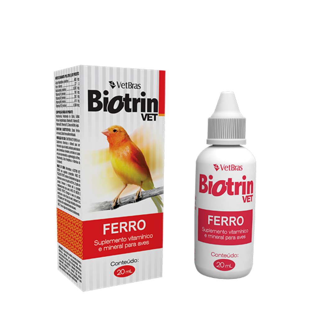 Biotrin Vet Ferro 20ml Vetbras para pássaros