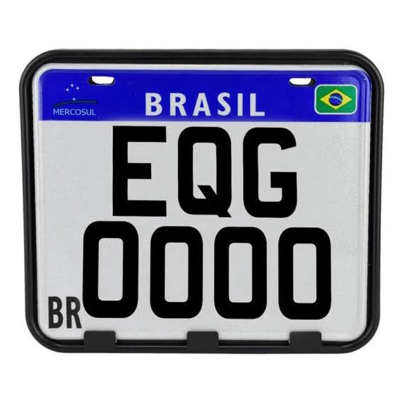 Suporte Moldura Placa Moto Anti Quebra Grande+Parafusos Placa Mercosul 20×17Cm