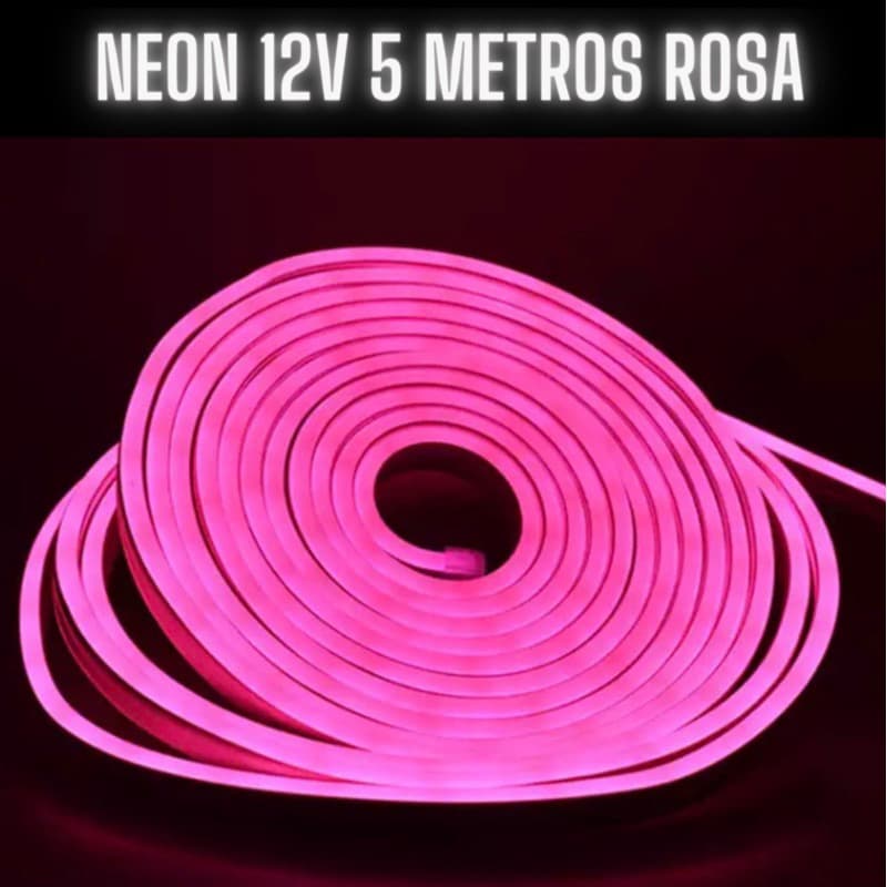 Mangueira Fita LED Neon Flex 12V Rosa 5 Metros IP67