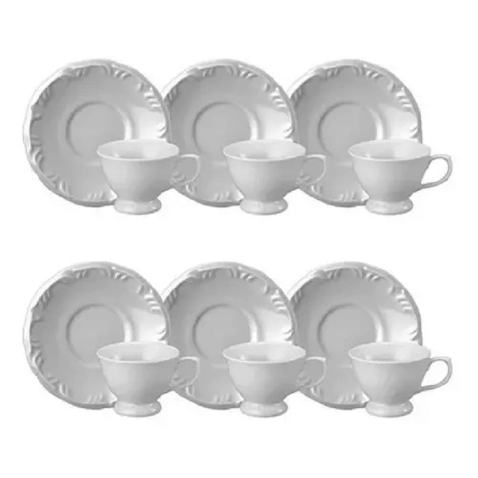 Kit 6 Xícaras Com Pires 200ml Pomerode Porcelana Schmidt 1a.