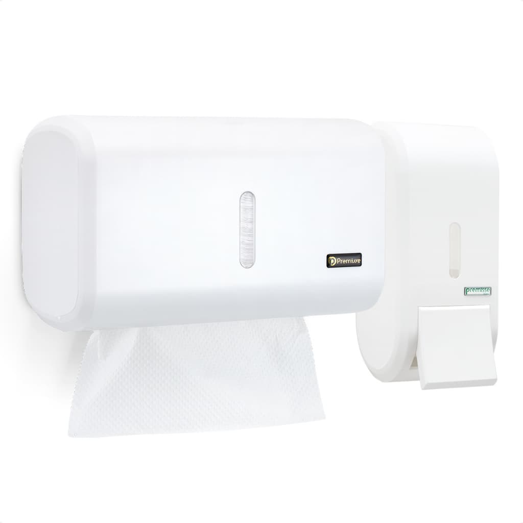Kit Porta Papel Toalha + Dispenser Saboneteira/Álcool Gel Banheiro Cozinha