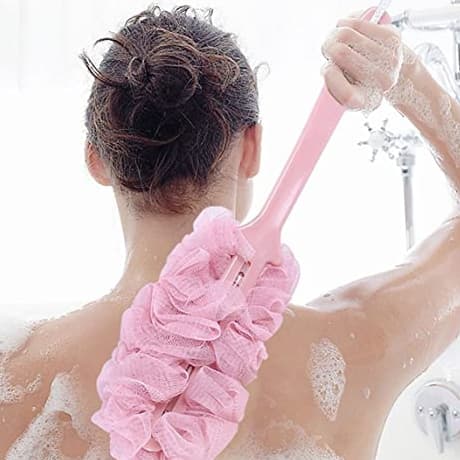 Escova Esponja Com Cabo longo 40Cm Bucha De Banho Esfregão Costa Nylon e Plástico Para Casa Em Banheiro Multiuso