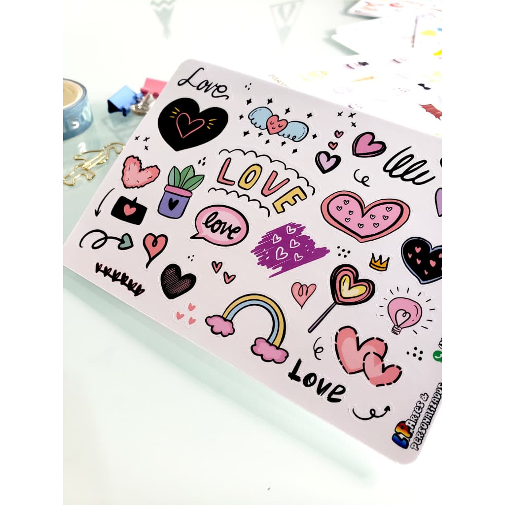 Love 2 - Cartela de Adesivo Fofo dia dos namorados, amor bujo, agenda caderno planner  Limão&Pêssego