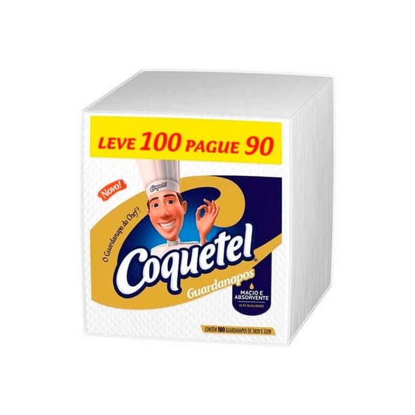 Guardanapo Coquetel 100 Unidades 22x23 Caixa Com 20 Pacotes