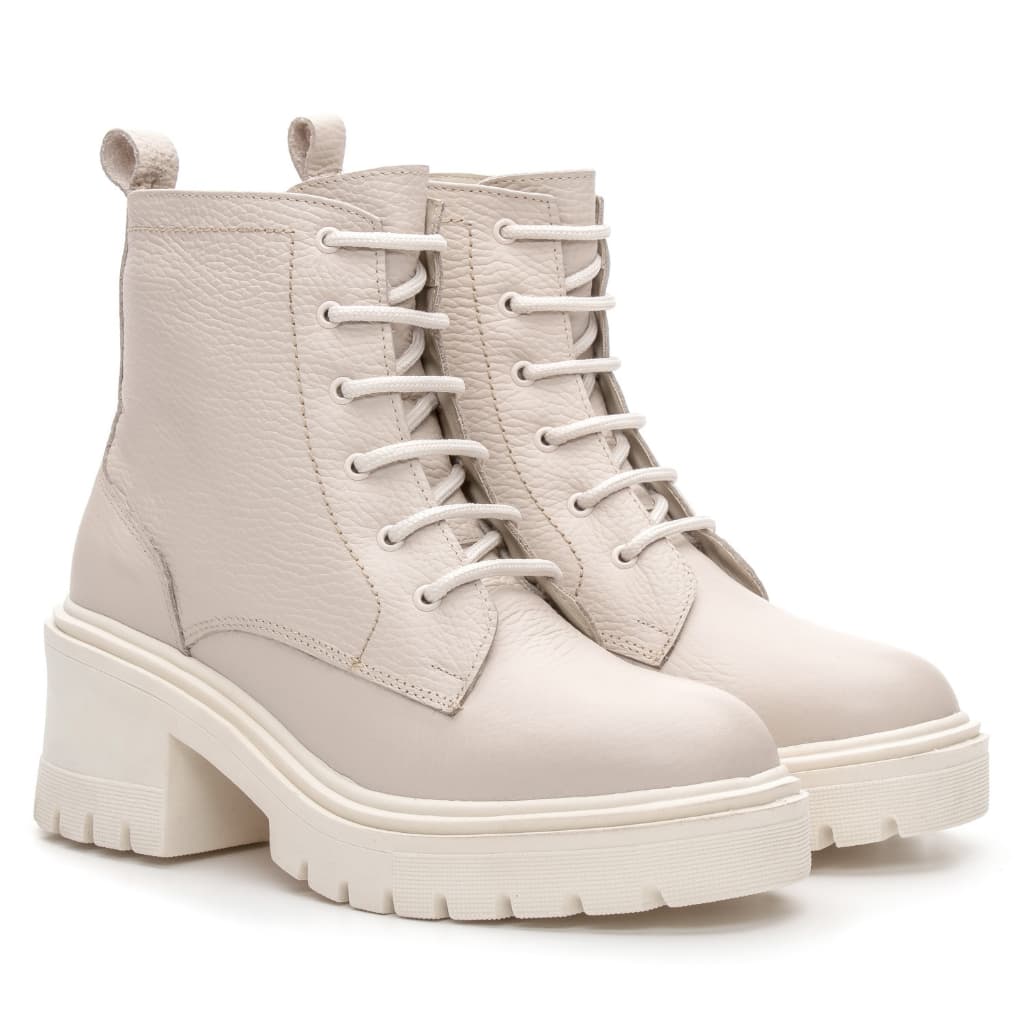 Bota Coturno Feminino Confortável Salto Grosso Couro Legítimo Blogueira Casual Aproprie