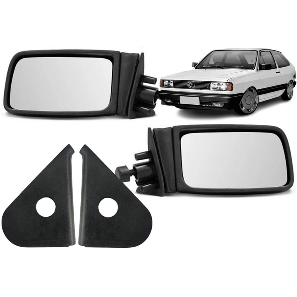 Par Retrovisor Gol Parati Saveiro Voyage Quadrados 1987 até 1997 C/controle e Acabamentos