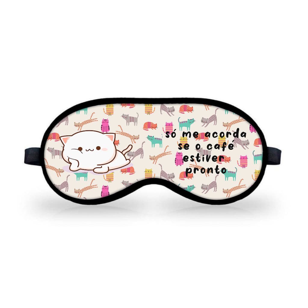 Tapa olho Gato fofo masca de dormir corta luz café