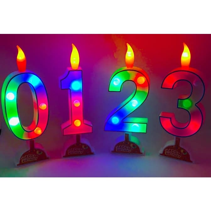 Vela De Aniversário Led Artificial Luz Colorida Números 19cm