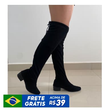 Bota Montaria Feminina Cano Longo Camurça Abaixo Do Joelho De Cadarço
