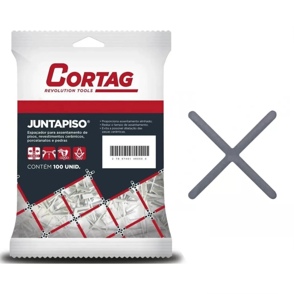 Cruzeta Nivelador Junta Piso e Pacote Com 100 Pçs Diversos Tamanhos 1mm - 1,5mm - 2mm - 3mm -4mm-5mm