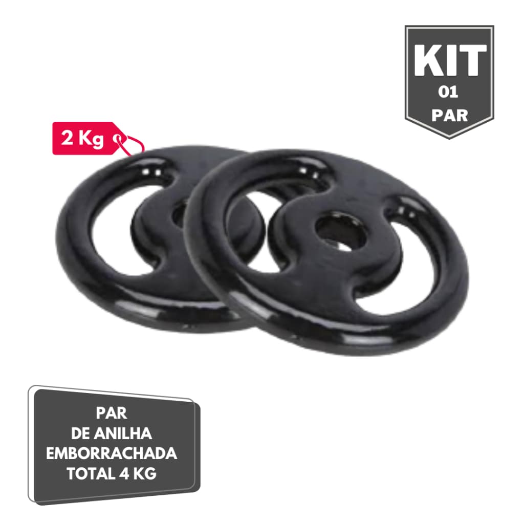 Par de Anilha Emborrachada 2 Kg - PCP